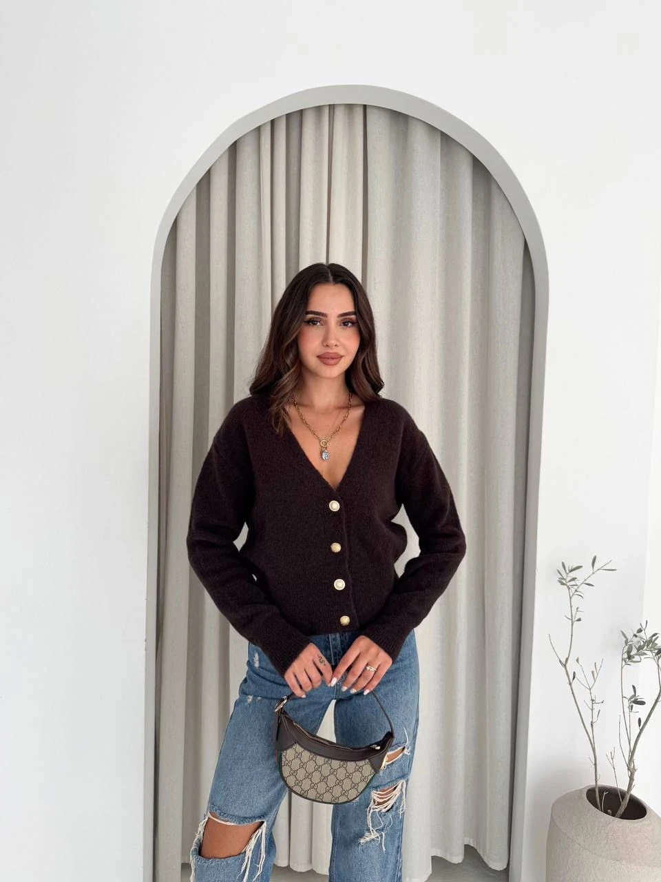 Düğmeli Kadın Triko Hırka