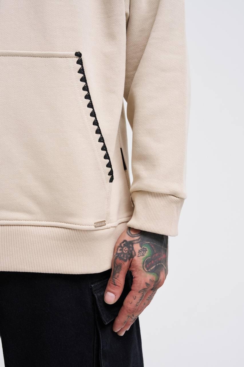 Kapüşonlu Crochet Embroıdered Baskı Oversize Sweatshirt