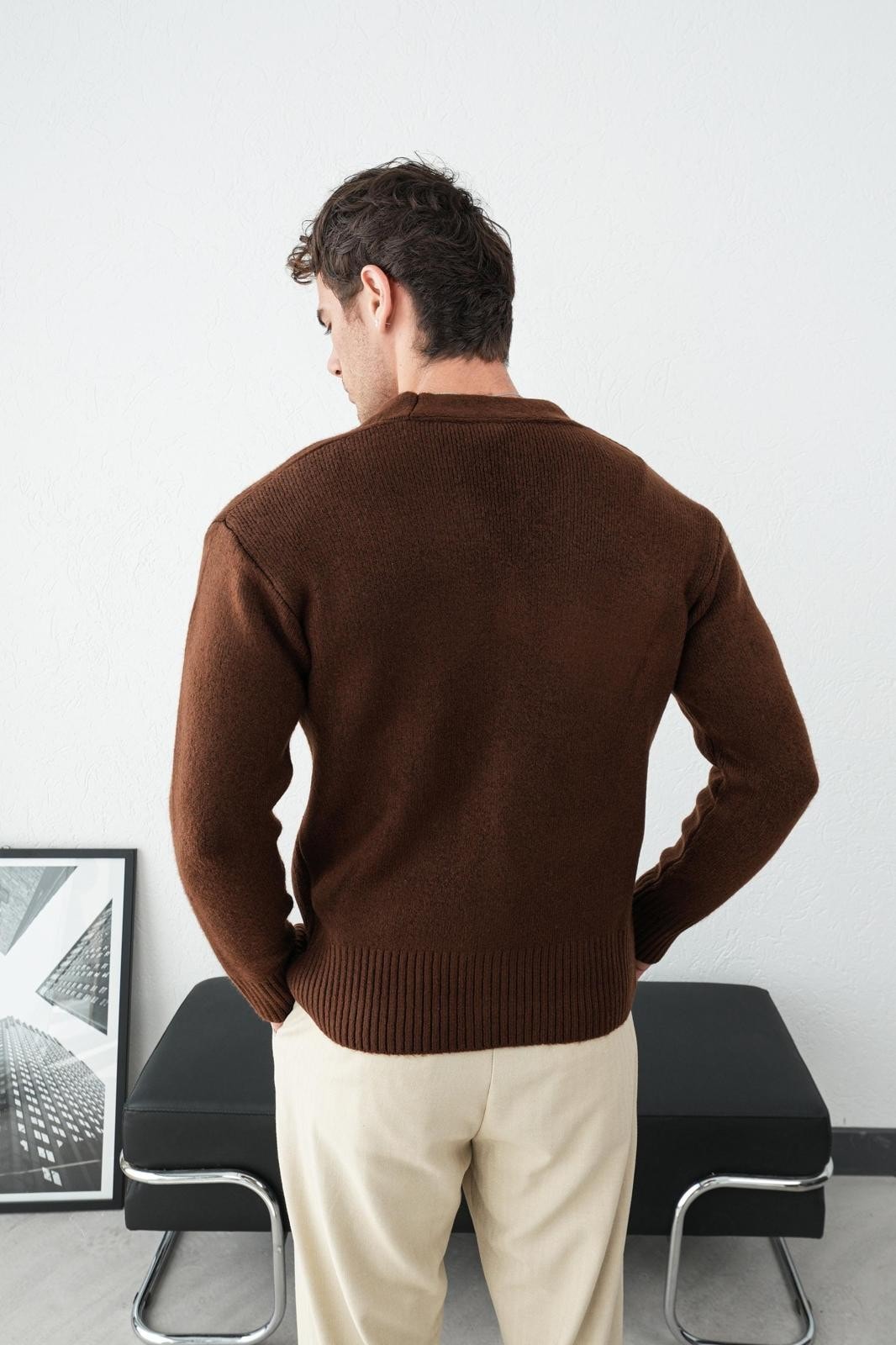 Ön Düğmeli Erkek Triko Ceket