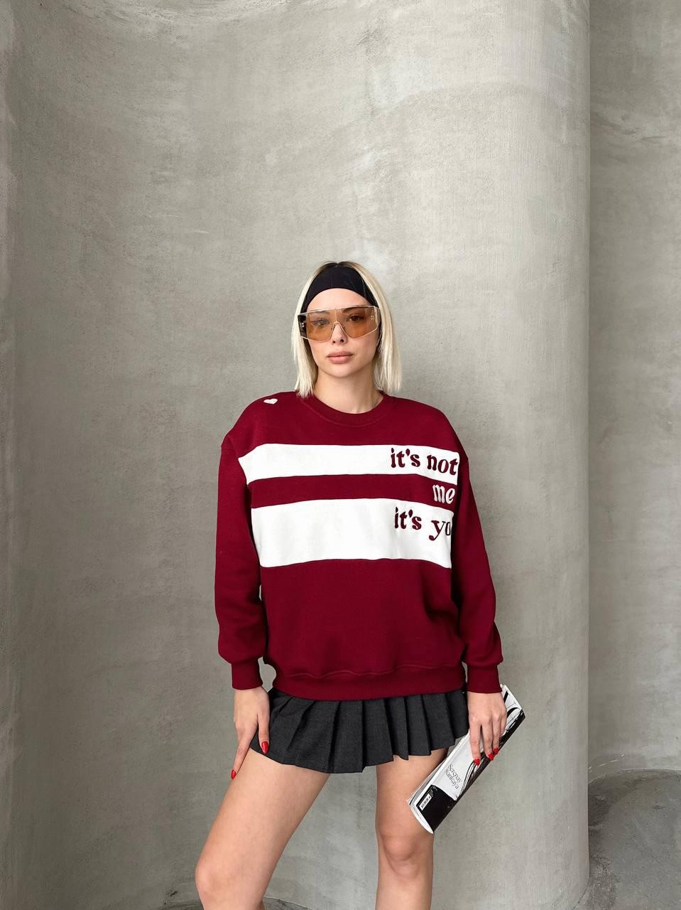 Wasso 0482 0 Yaka Garnili Nakışlı Oversize Sweatshirt