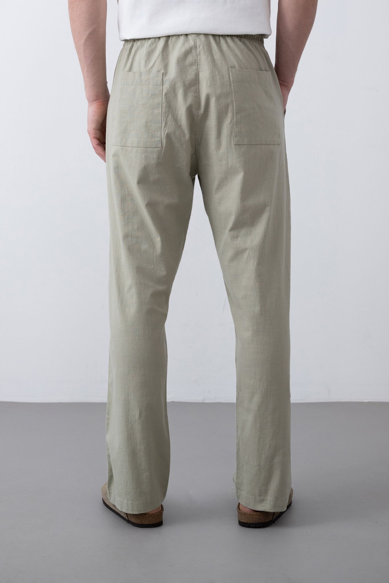 Marrakech PNT2503 Beli Latikli Baggy Keten Pantolon