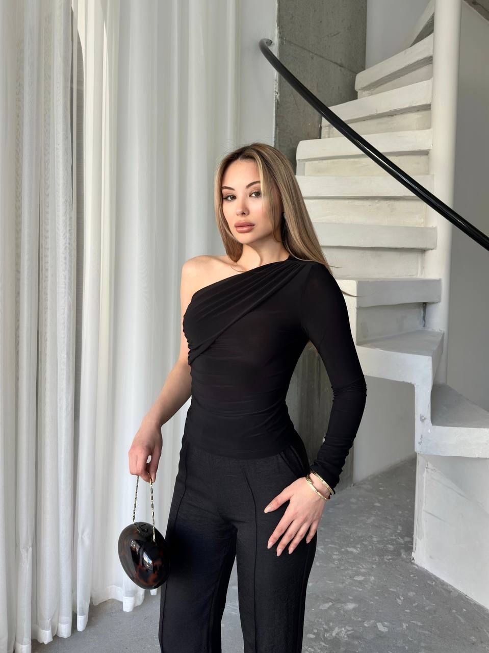 Wasso 0493 Vatkalı Tek Omuz Bluz