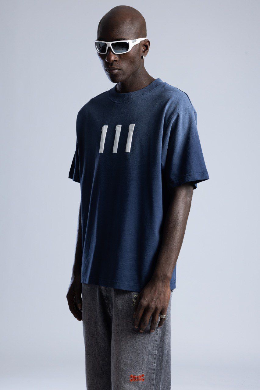 0 Yaka 111 Baskı Yıkamalı Erkek Oversize T-Shirt