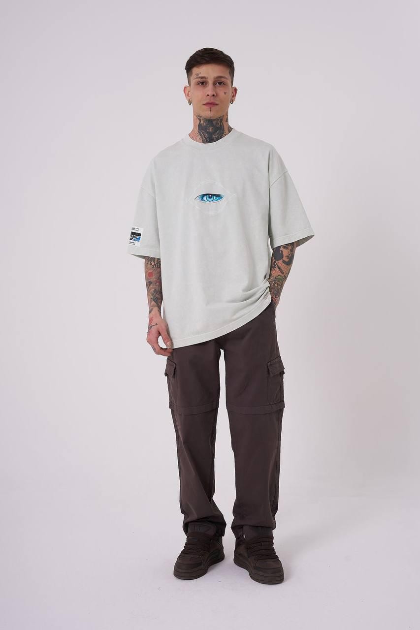 0 Yaka Washıng Born Agaın Eye Baskı Oversize T-Shirt
