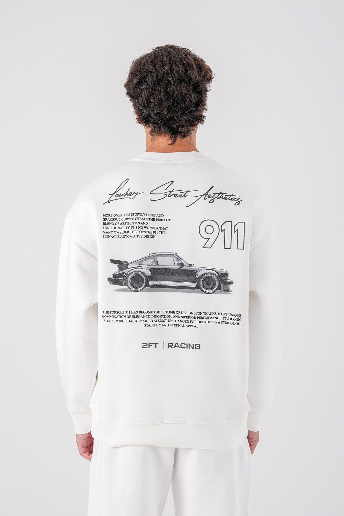 0 Yaka 911 Sırt Baskı Erkek Oversize Sweatshirt