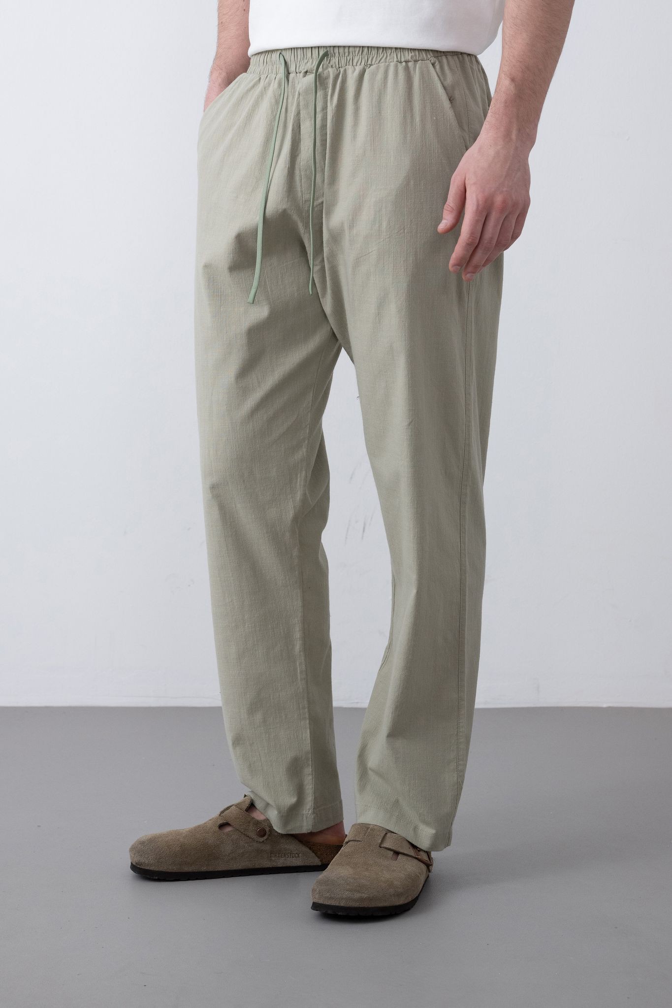 Marrakech PNT2503 Beli Latikli Baggy Keten Pantolon