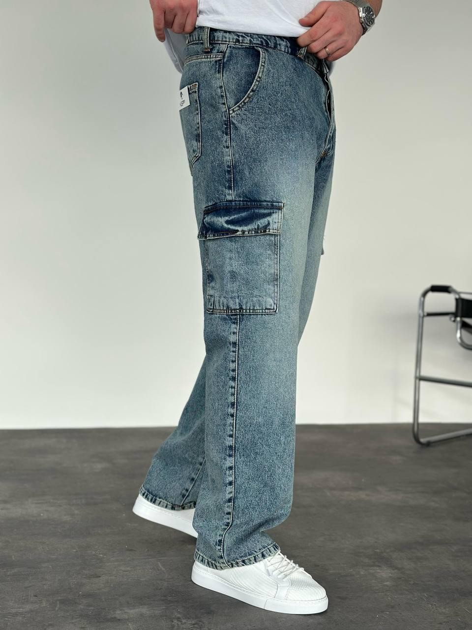 Keps 705 kargo Cep Baggy Kesim Jean Pantolon