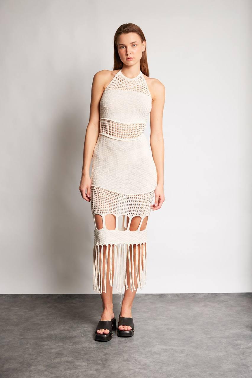 Püsküllü Uzun Elbise