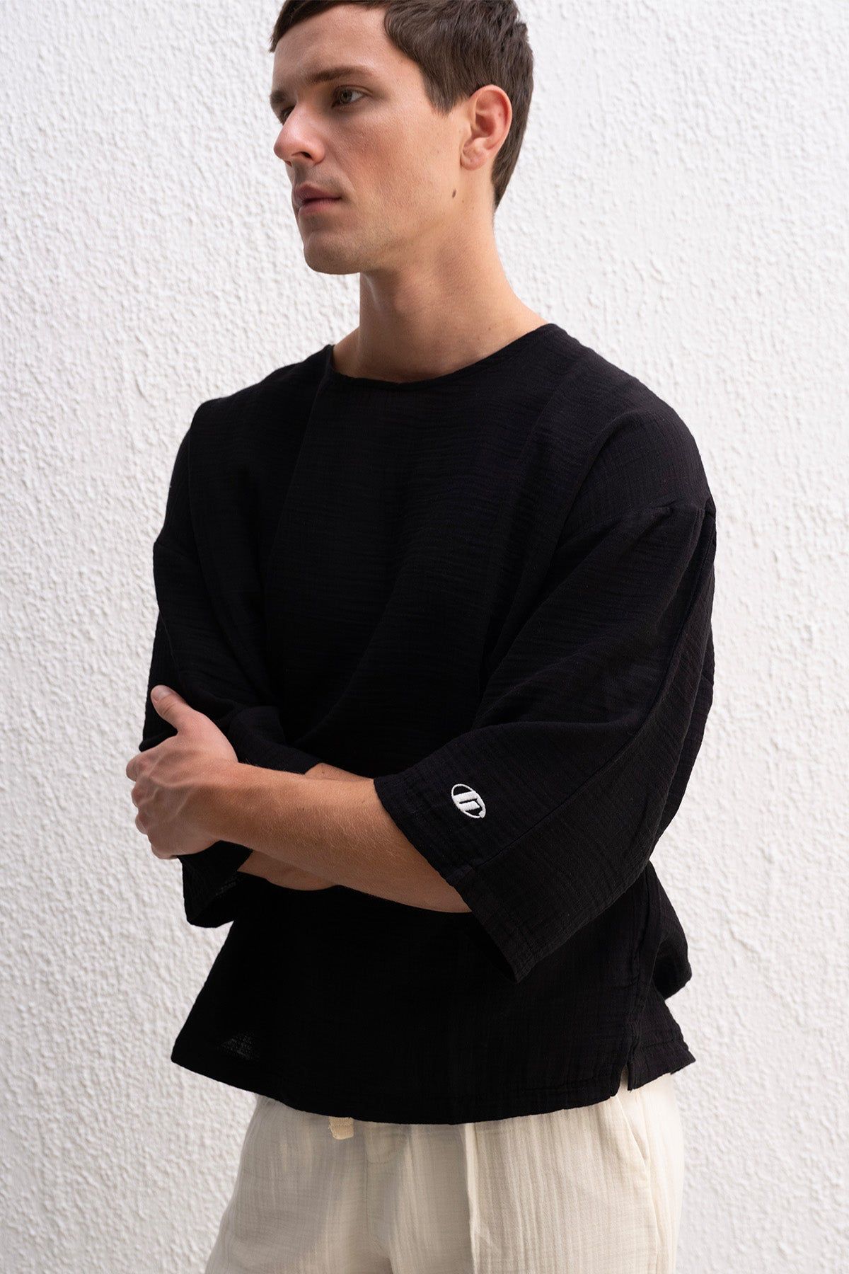 Fakir Kol Müslin Kumaş Erkek T-Shirt