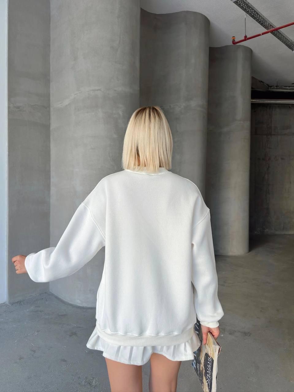 Wasso 0448 0 Yaka Kalp Nakışlı Sweatshirt