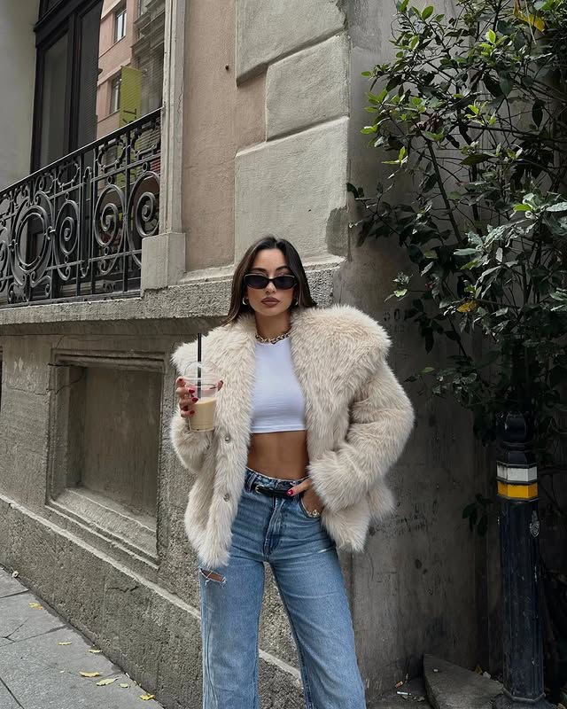 Çıtçıt Detay Lolita Kumaş Kadın Kürk Ceket