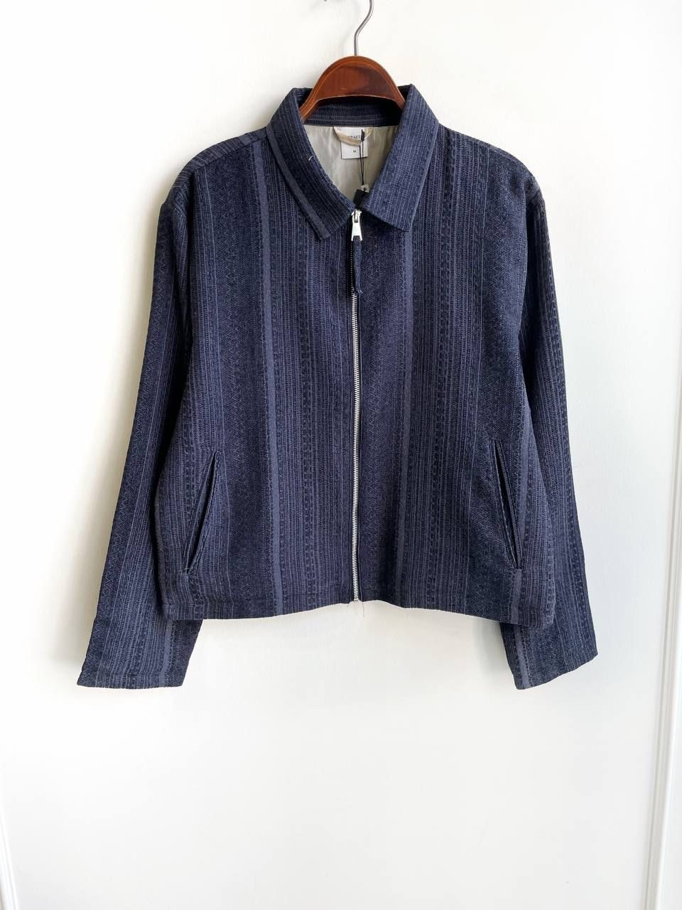 Yakalı İçi Astarlı Desenli Erkek Oversize Keten Ceket