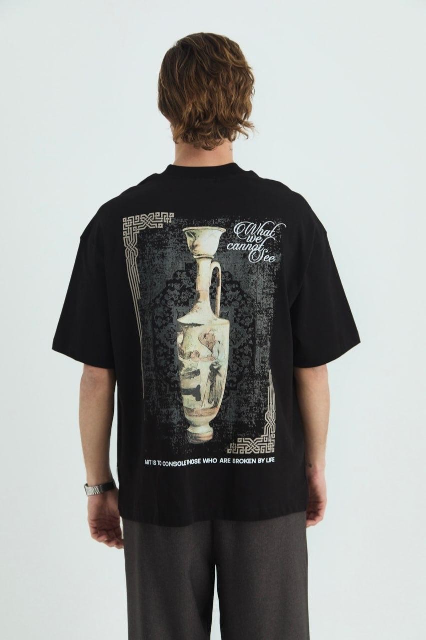 Saw 4779 0 Yaka What We Cannot See Baskı Oversize T-Shirt