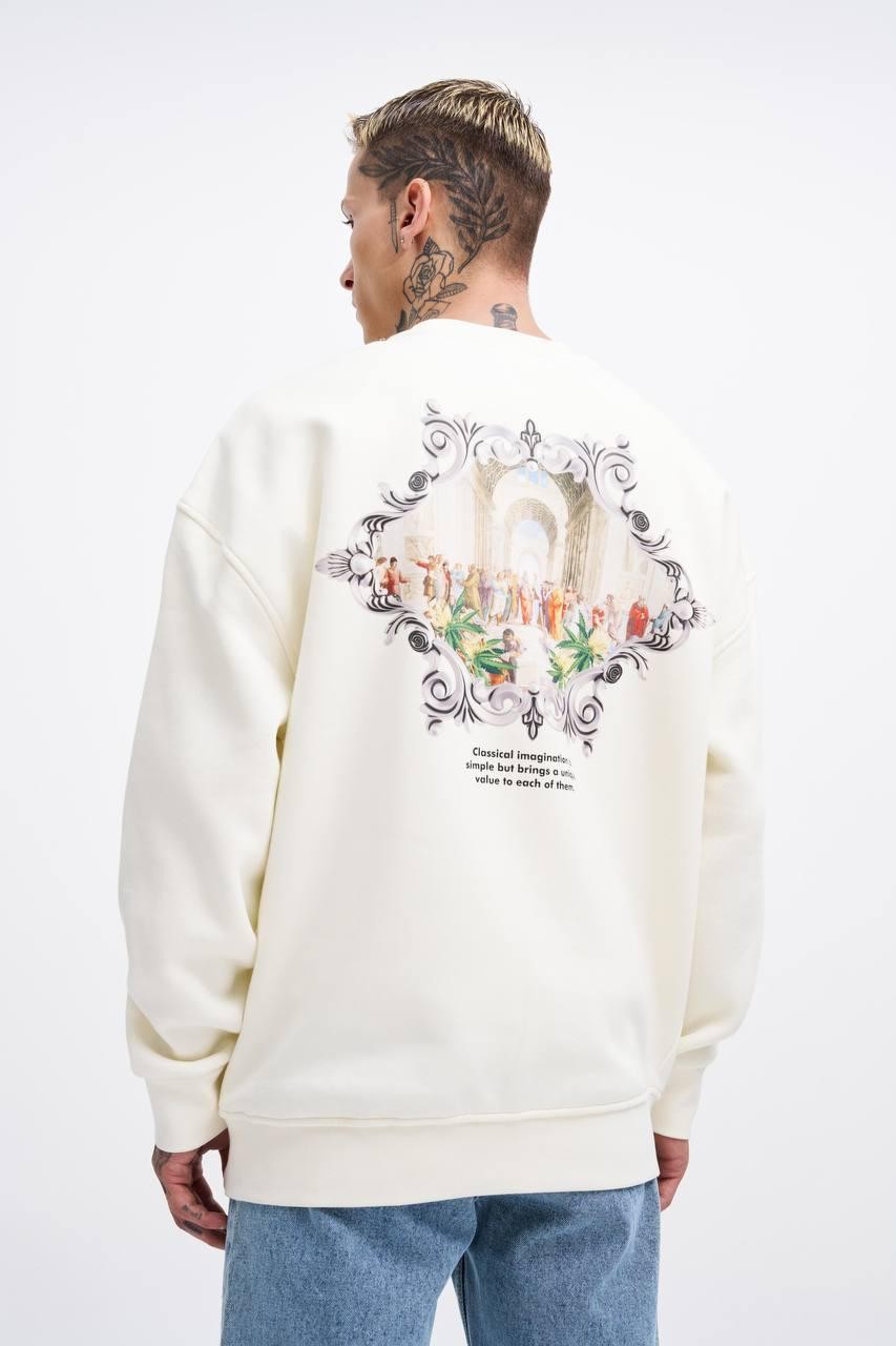 0 Yaka Imagınatıon Baskı Oversıze Sweatshirt