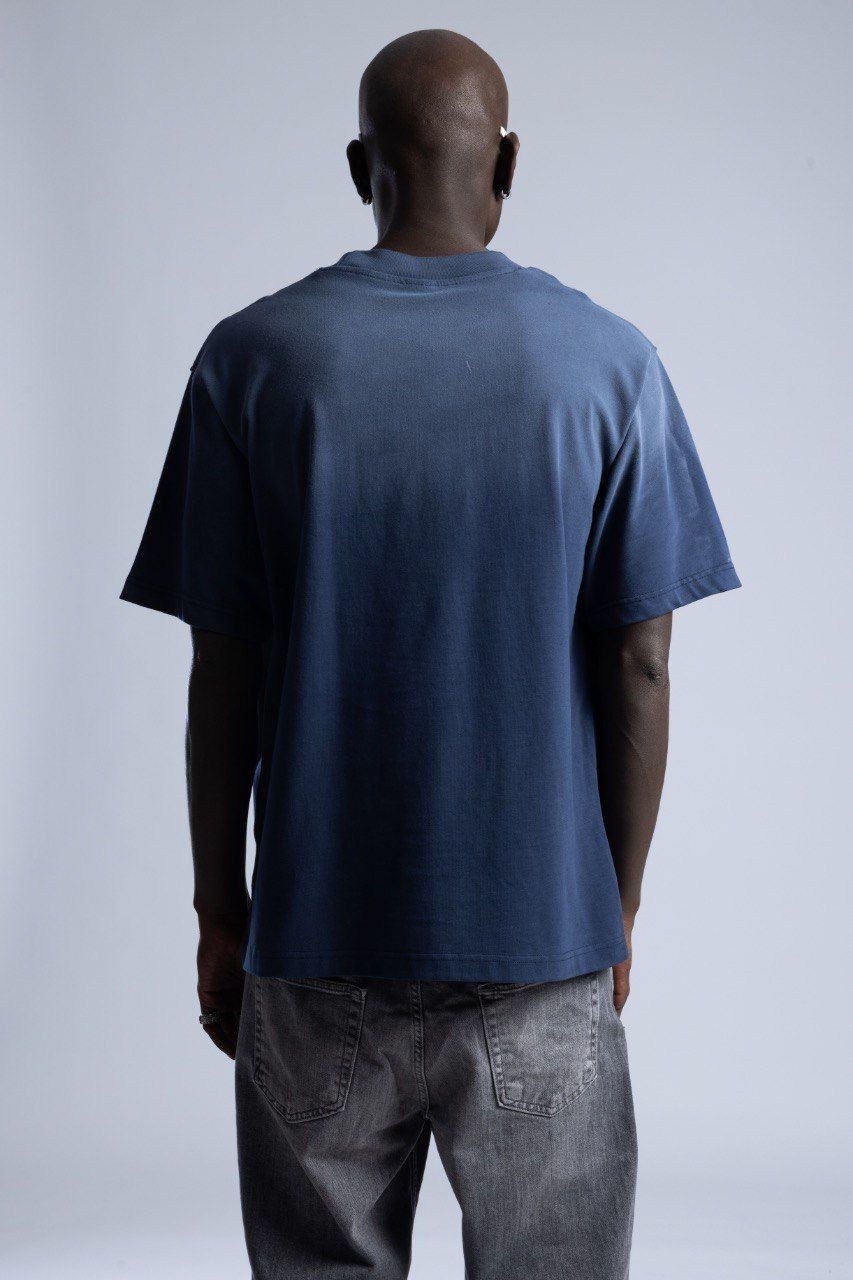 0 Yaka 111 Baskı Yıkamalı Erkek Oversize T-Shirt