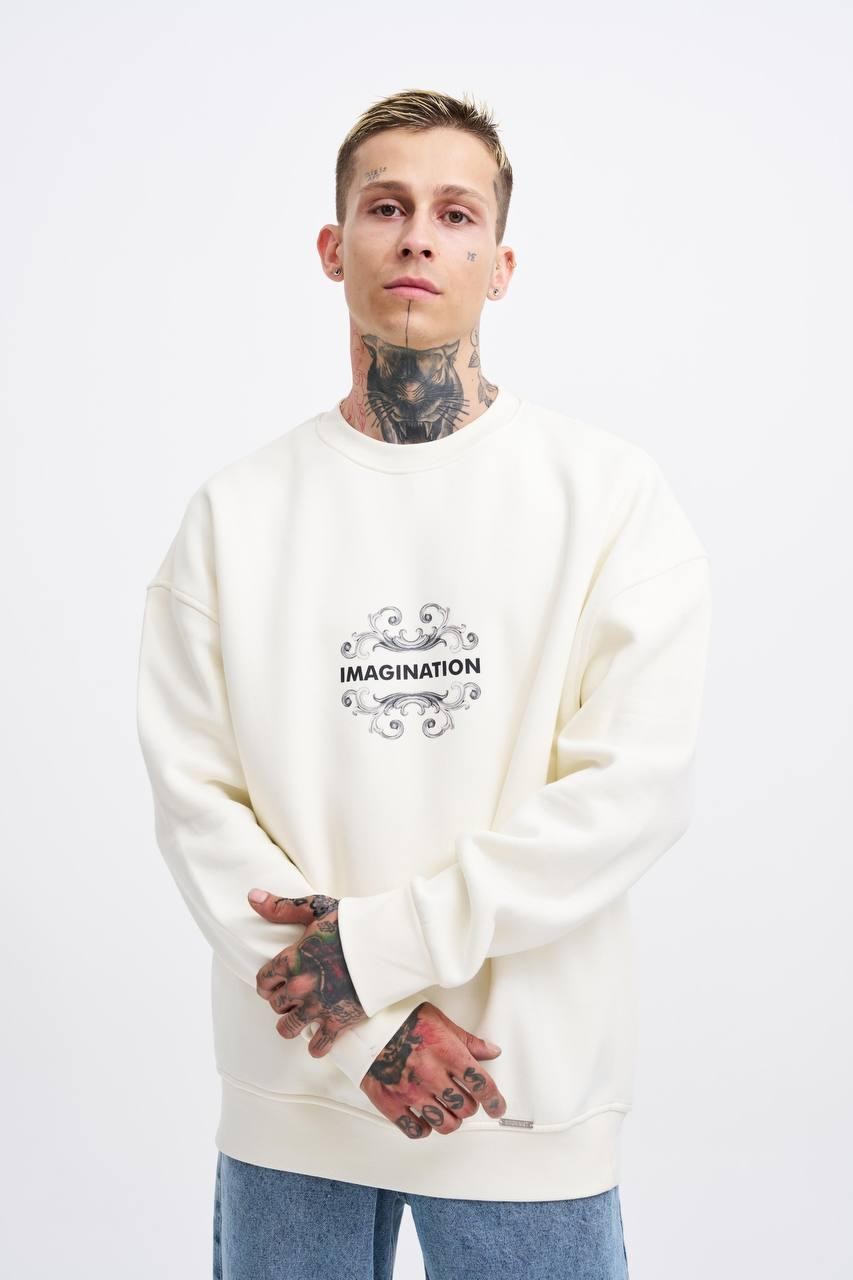 0 Yaka Imagınatıon Baskı Oversıze Sweatshirt