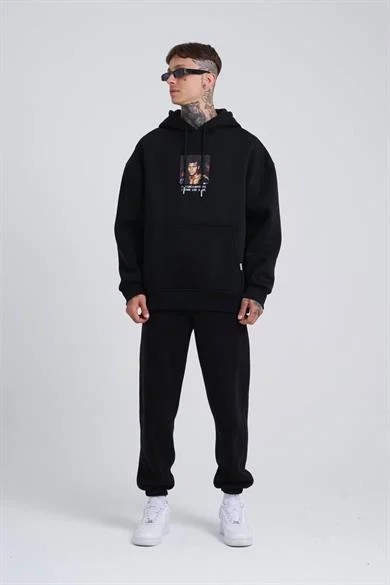 Kapüşonlu On Arka Muhammed Alı Baskı Oversize Erkek Sweatshırt
