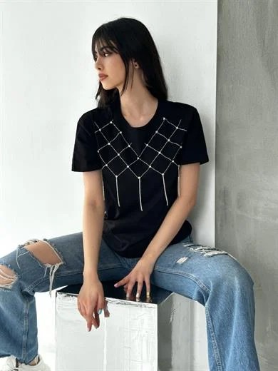 Cazibe 1636 Tas Baskılı T-Shırt