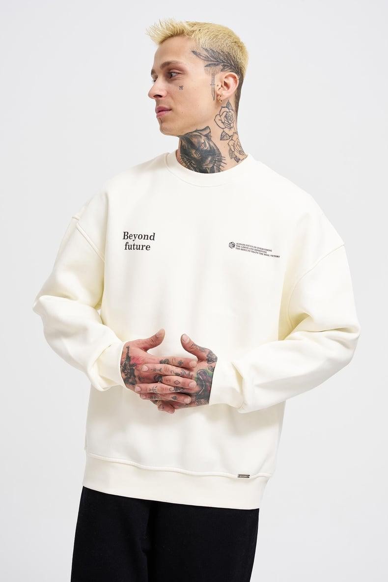 0 Yaka Smoking Kills Baskı Oversize Erkek Sweatshirt
