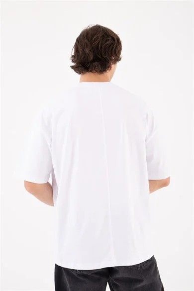 0 Yaka Born Agaın Space Baskılı Oversize Erkek T-Shirt