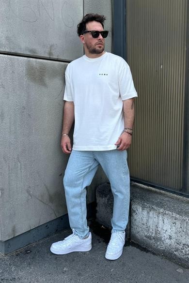 0 Yaka On Arka Roma Baskı Oversize Erkek T-Shırt