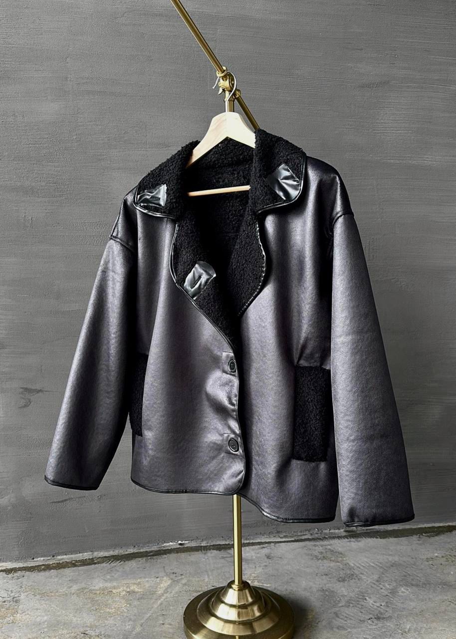 Nubuk Deri İçi Peluşlu Oversize Kadın Düğmeli Mont