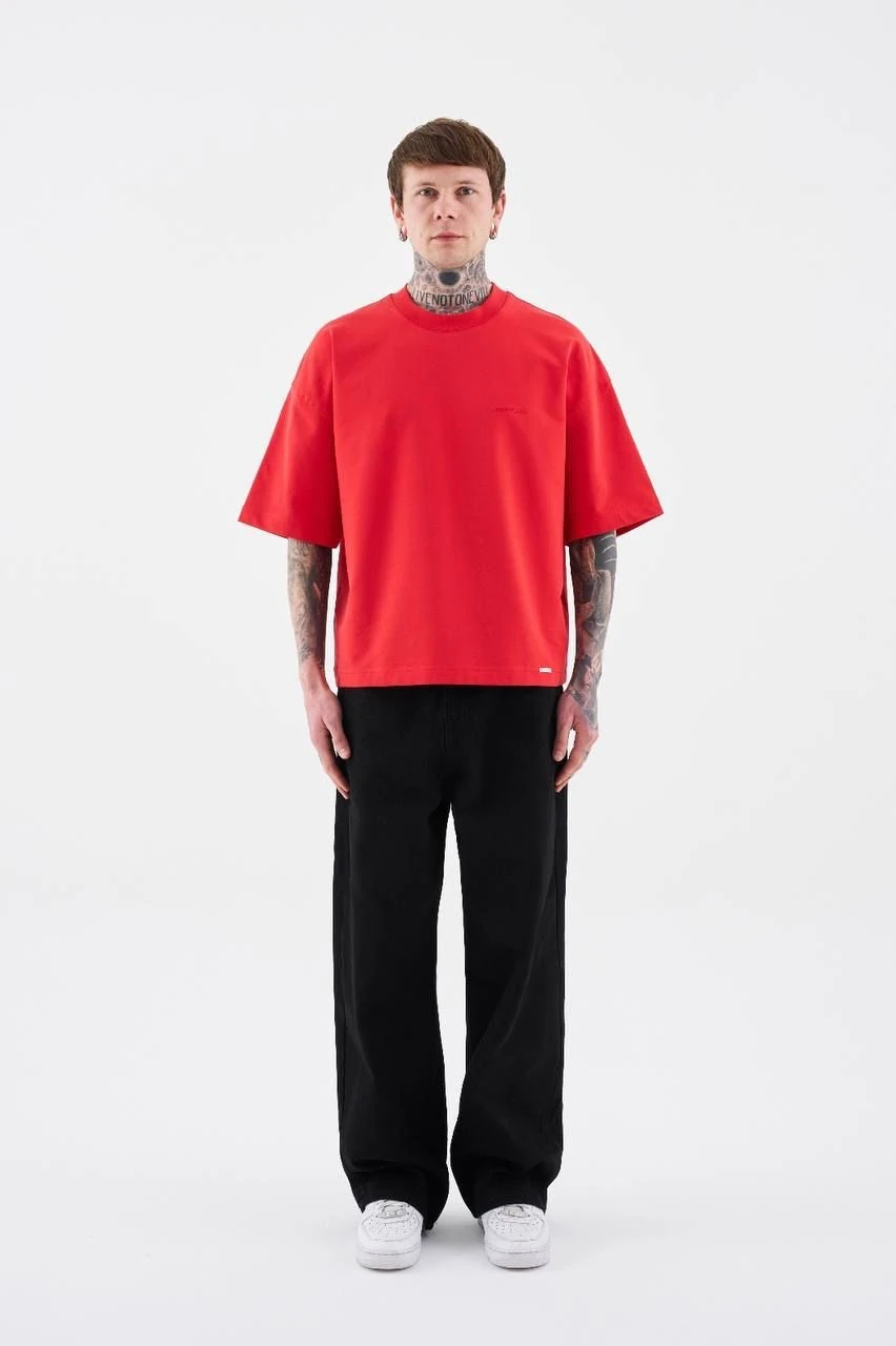 0 Yaka Boxy Basıc Erkek Oversize T-Shirt