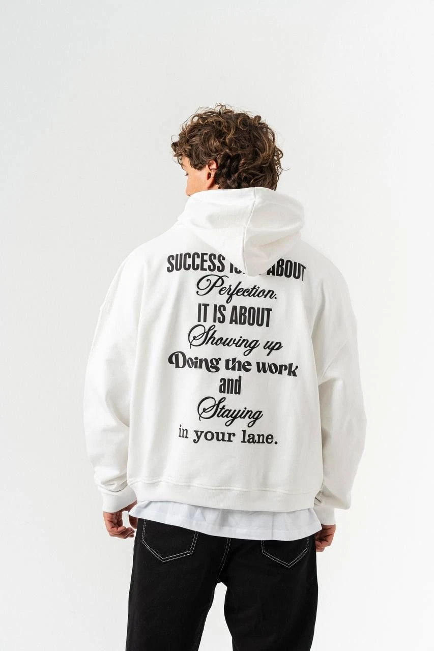 Kapüşonlu Silent Hustle Baskı Erkek Oversize Sweatshirt