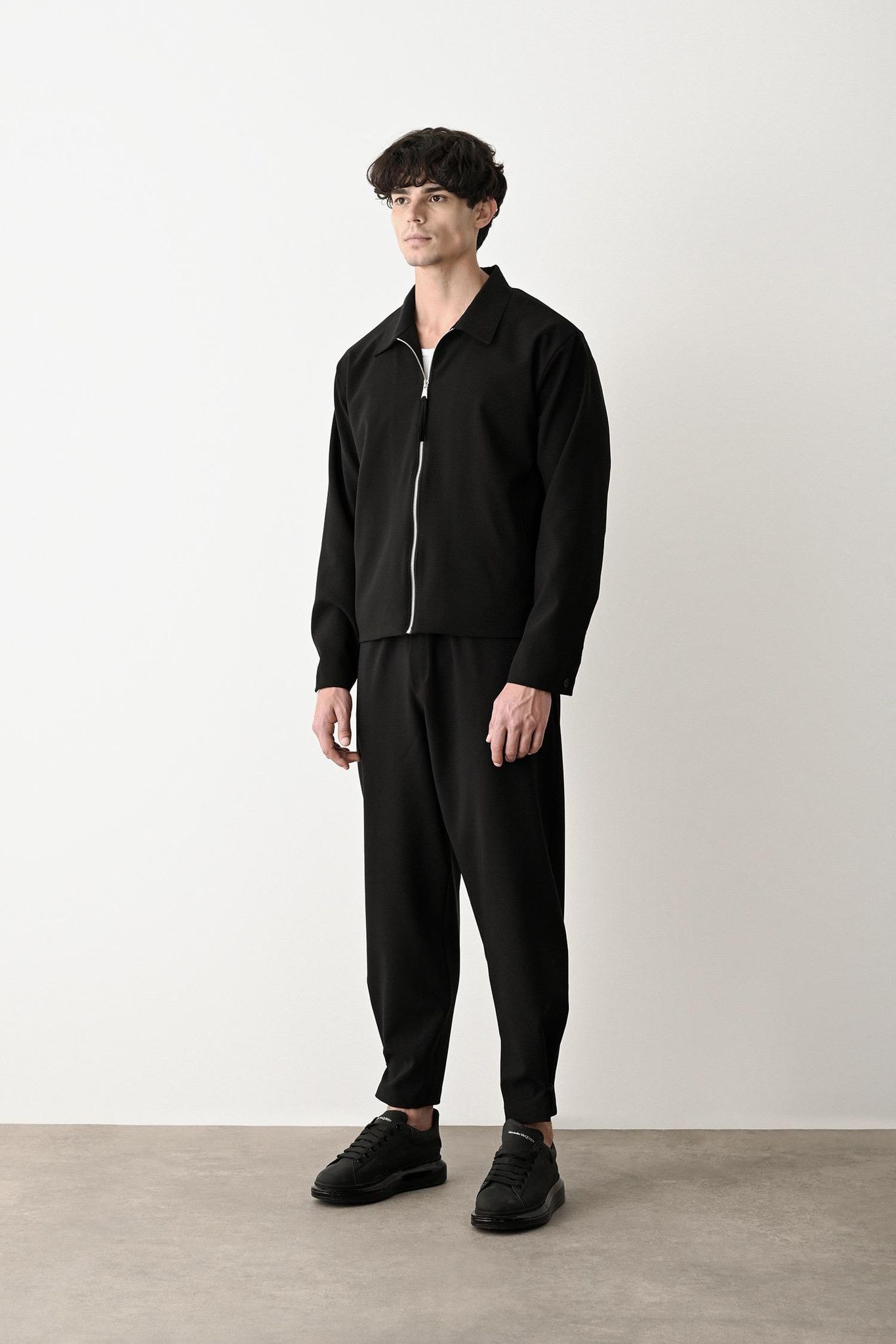 Yakalı Fermuarlı Kısa Erkek Ceket