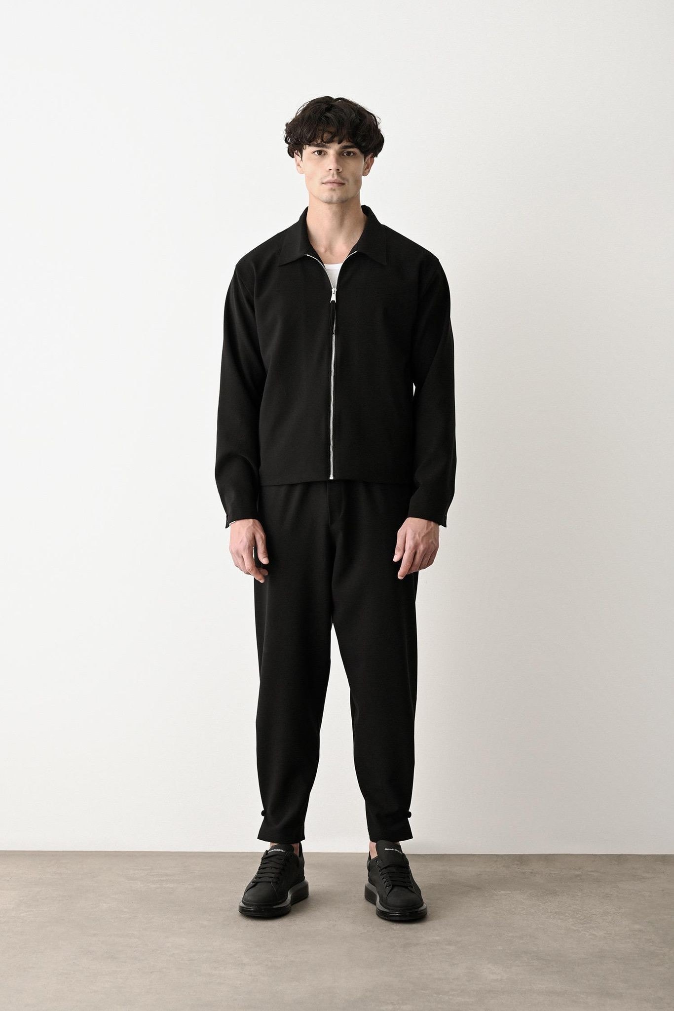 Yakalı Fermuarlı Kısa Erkek Ceket