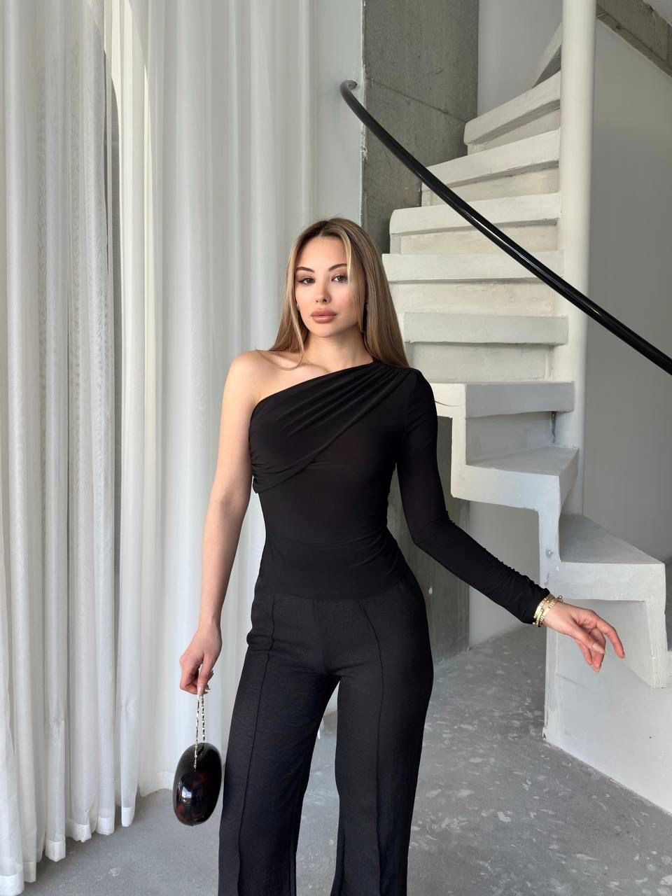 Wasso 0493 Vatkalı Tek Omuz Bluz