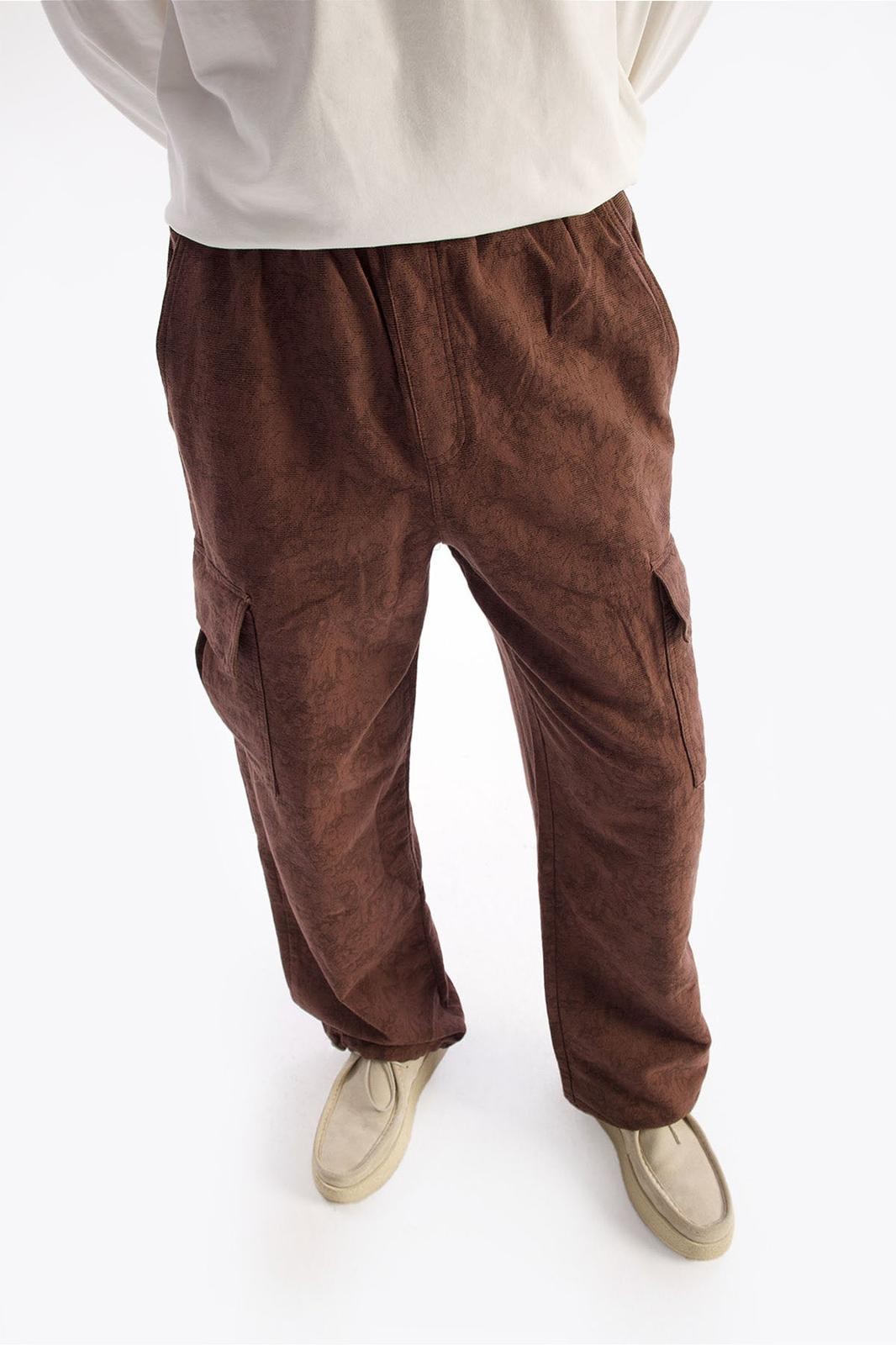 Beli Lastikli Monarch Keten Kargo Baggy Erkek Pantolon