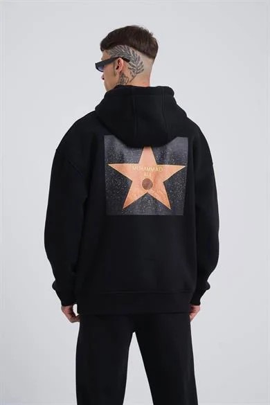 Kapüşonlu On Arka Muhammed Alı Baskı Oversize Erkek Sweatshırt