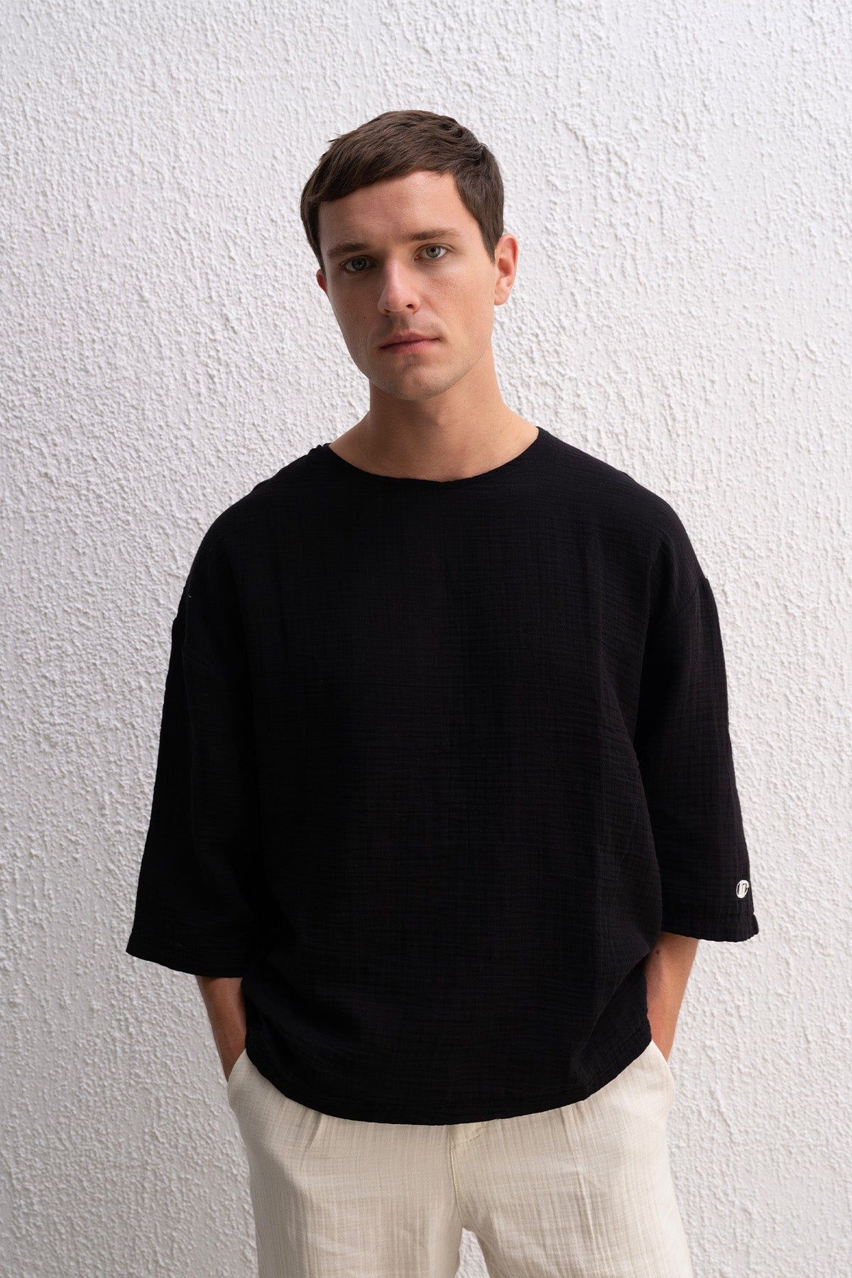 Fakir Kol Müslin Kumaş Erkek T-Shirt