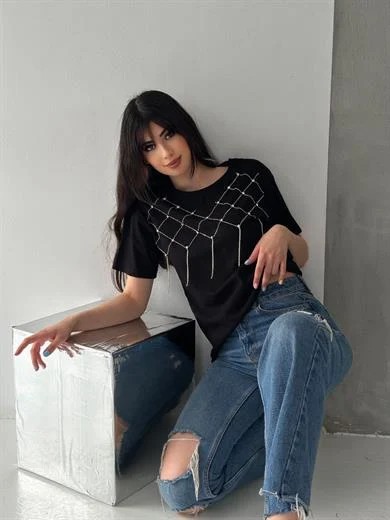 Cazibe 1636 Tas Baskılı T-Shırt