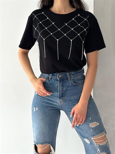 Cazibe 1636 Tas Baskılı T-Shırt