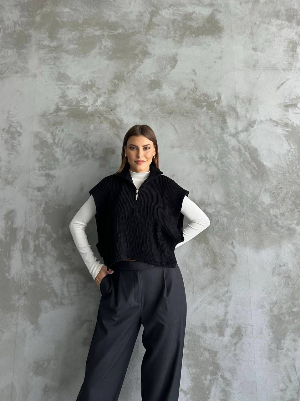 Fermuarlı Balıkçı Yaka Kadın Süveter