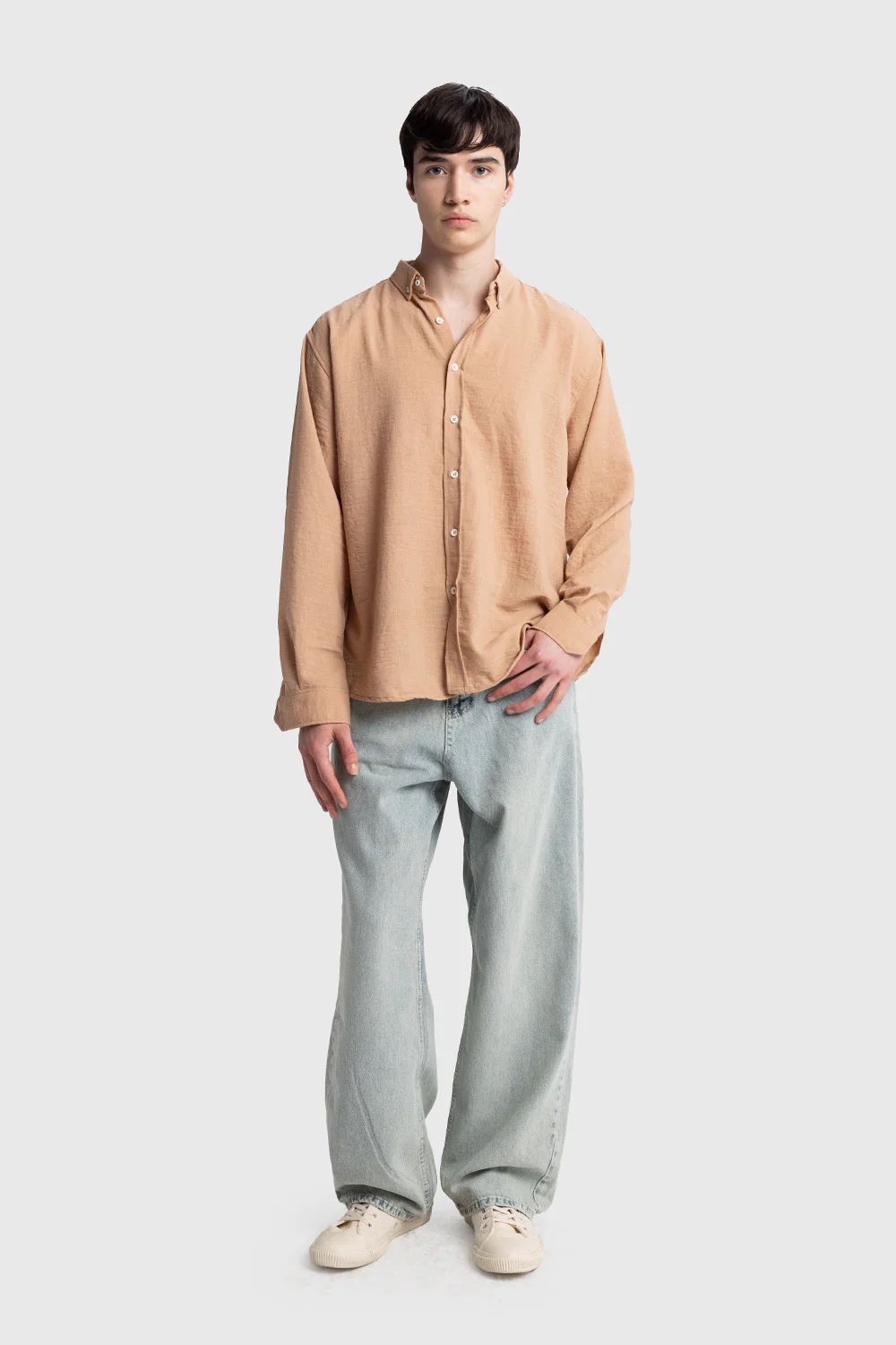 Uzun Kol D Yaka Oversize Erkek Gömlek