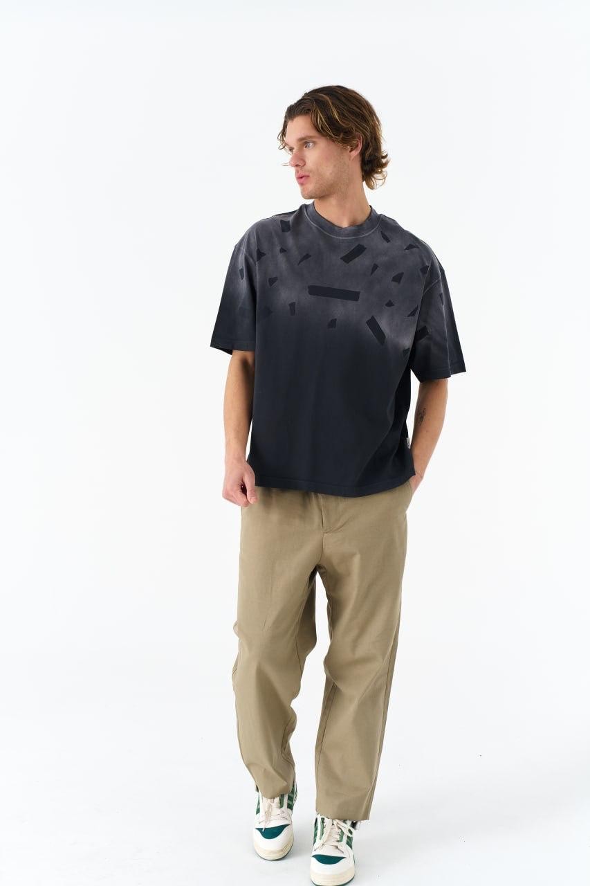 0 Yaka Yıkamalı Erkek Oversize T-Shirt