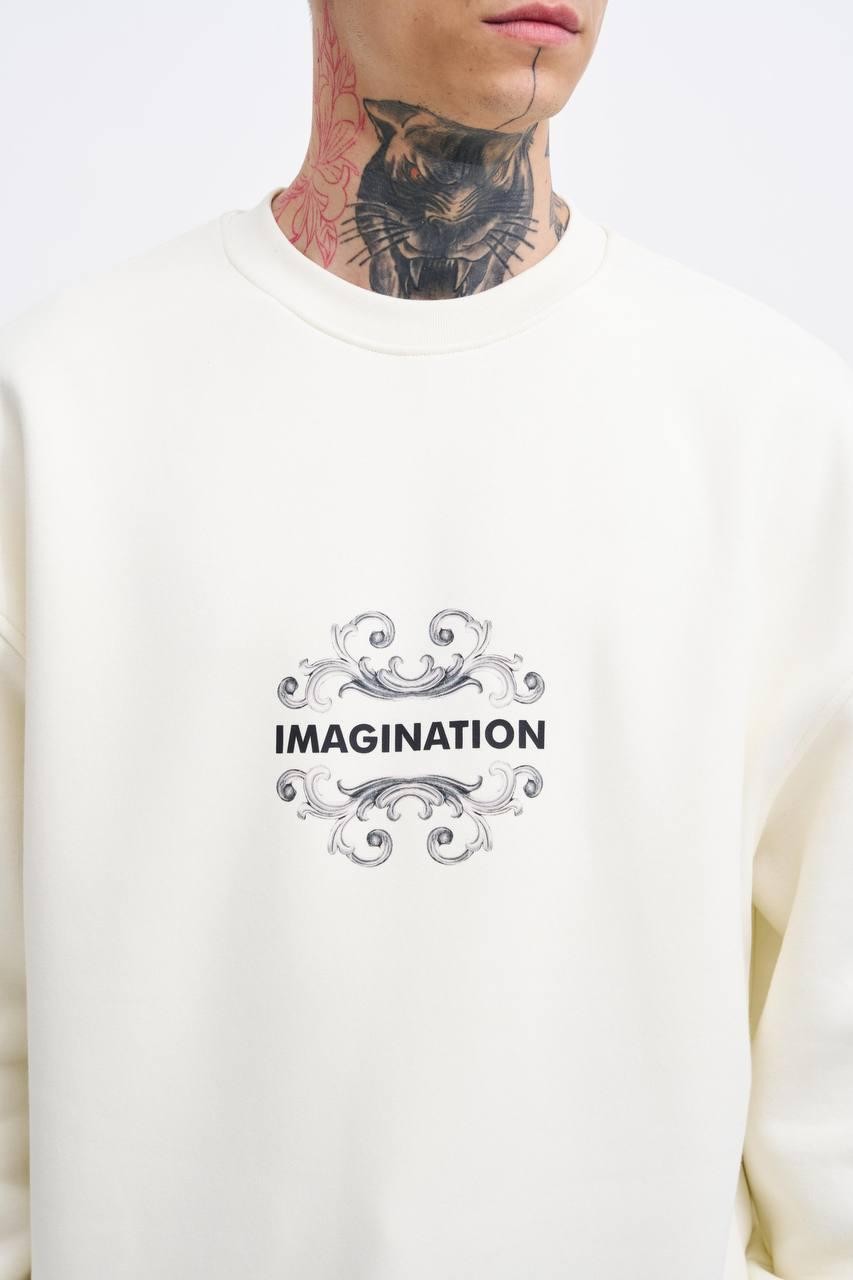 0 Yaka Imagınatıon Baskı Oversıze Sweatshirt