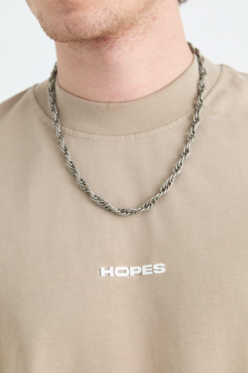Saw 4819 0 Yaka Hopes Baskı Oversize T-Shirt