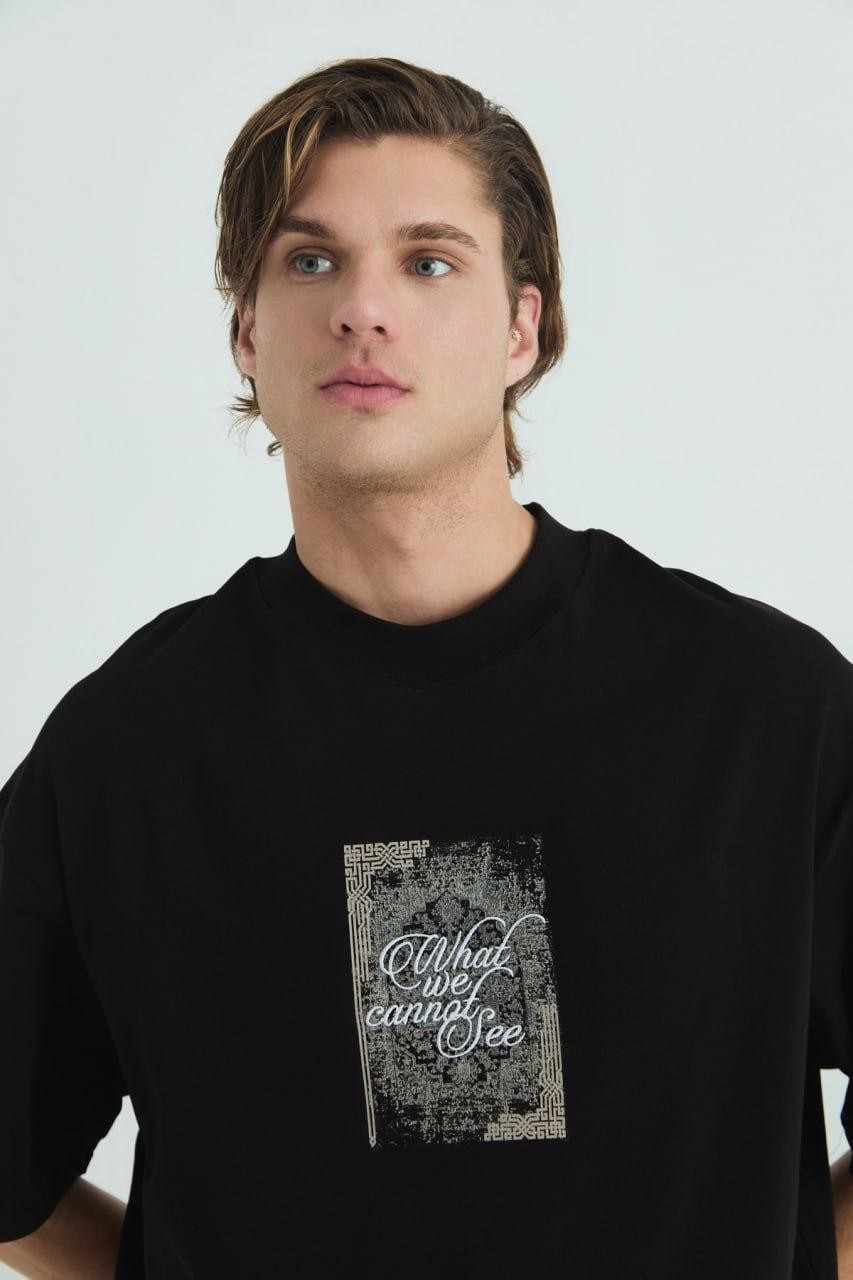 Saw 4779 0 Yaka What We Cannot See Baskı Oversize T-Shirt