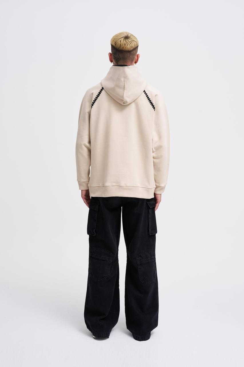 Kapüşonlu Crochet Embroıdered Baskı Oversize Sweatshirt