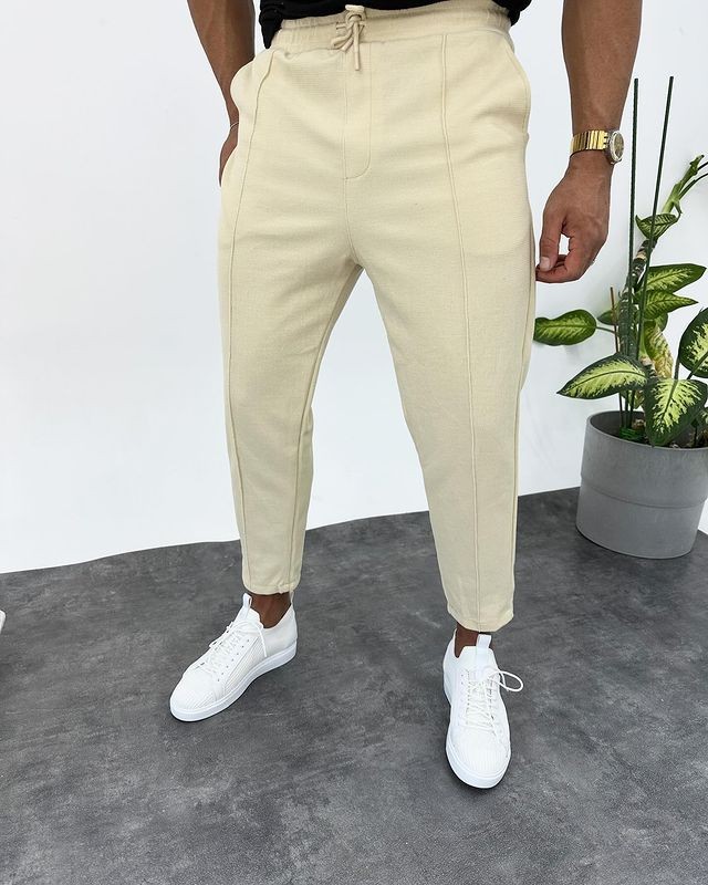 Beli Lastikli Önü Çimalı Boyfrıend Erkek Pantolon