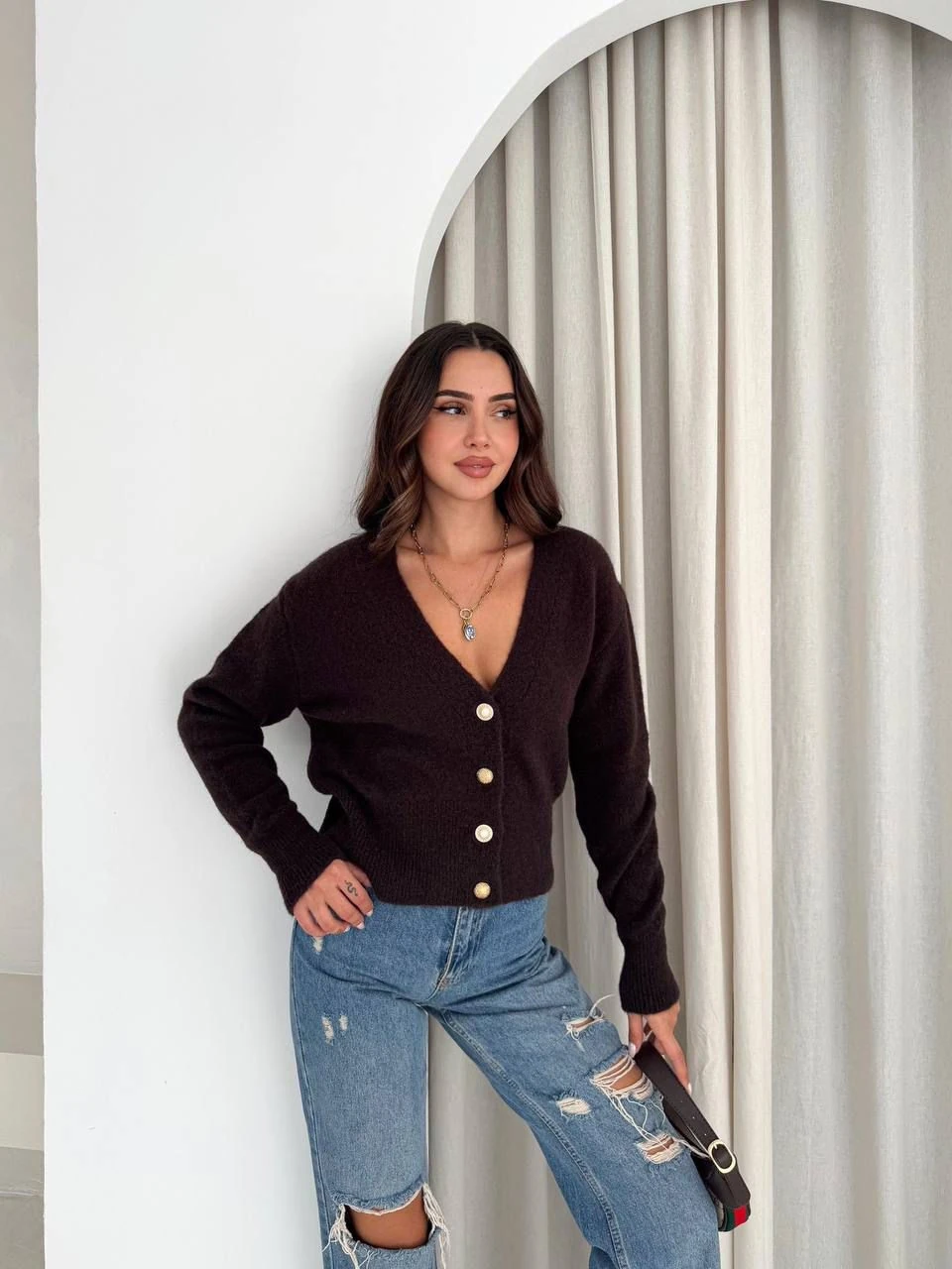 Düğmeli Kadın Triko Hırka