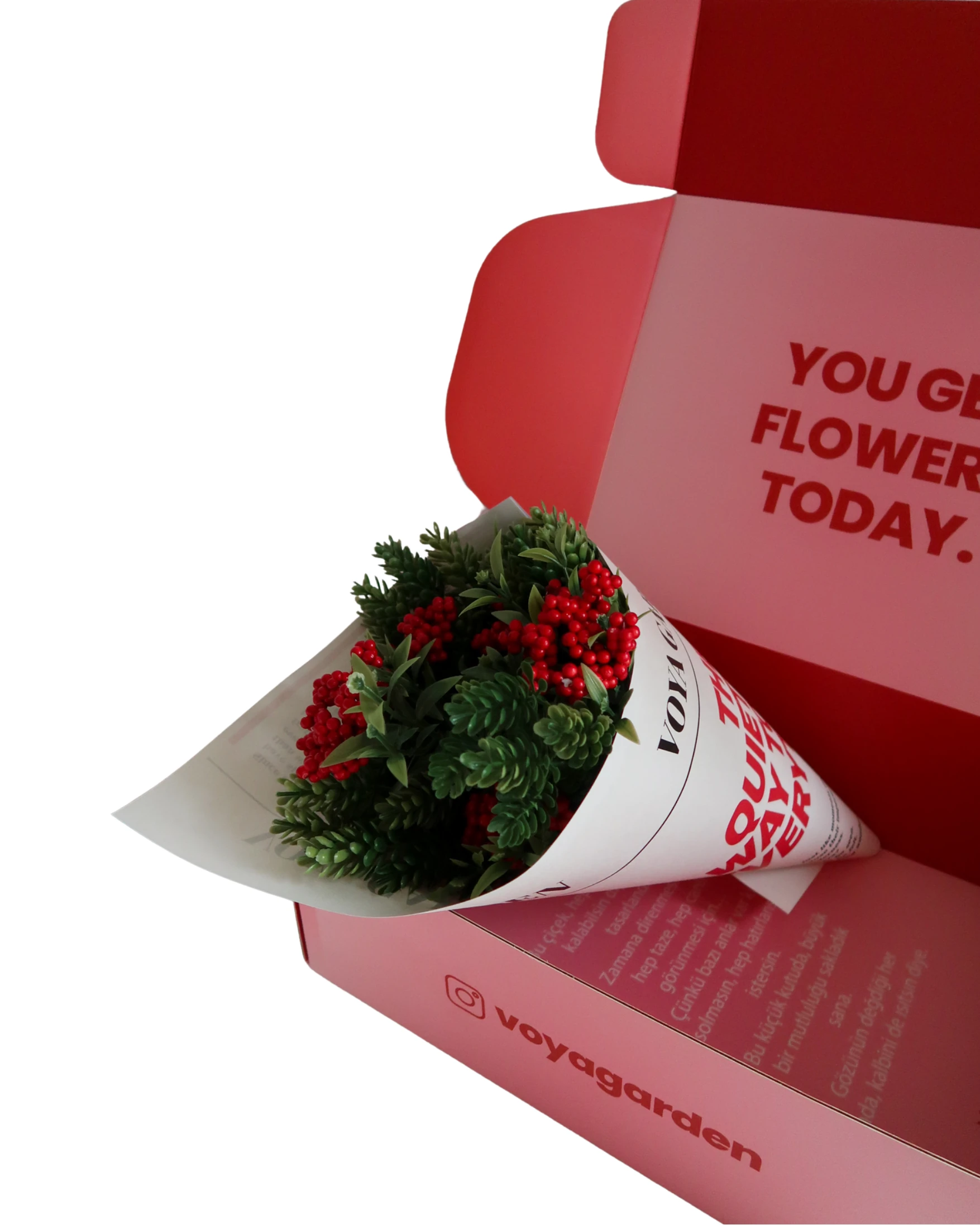 Kokina Çiçeği Buketi – Kırmızı Yeşil Yılbaşı Aranjmanı Dekoratif Hediye Çiçek