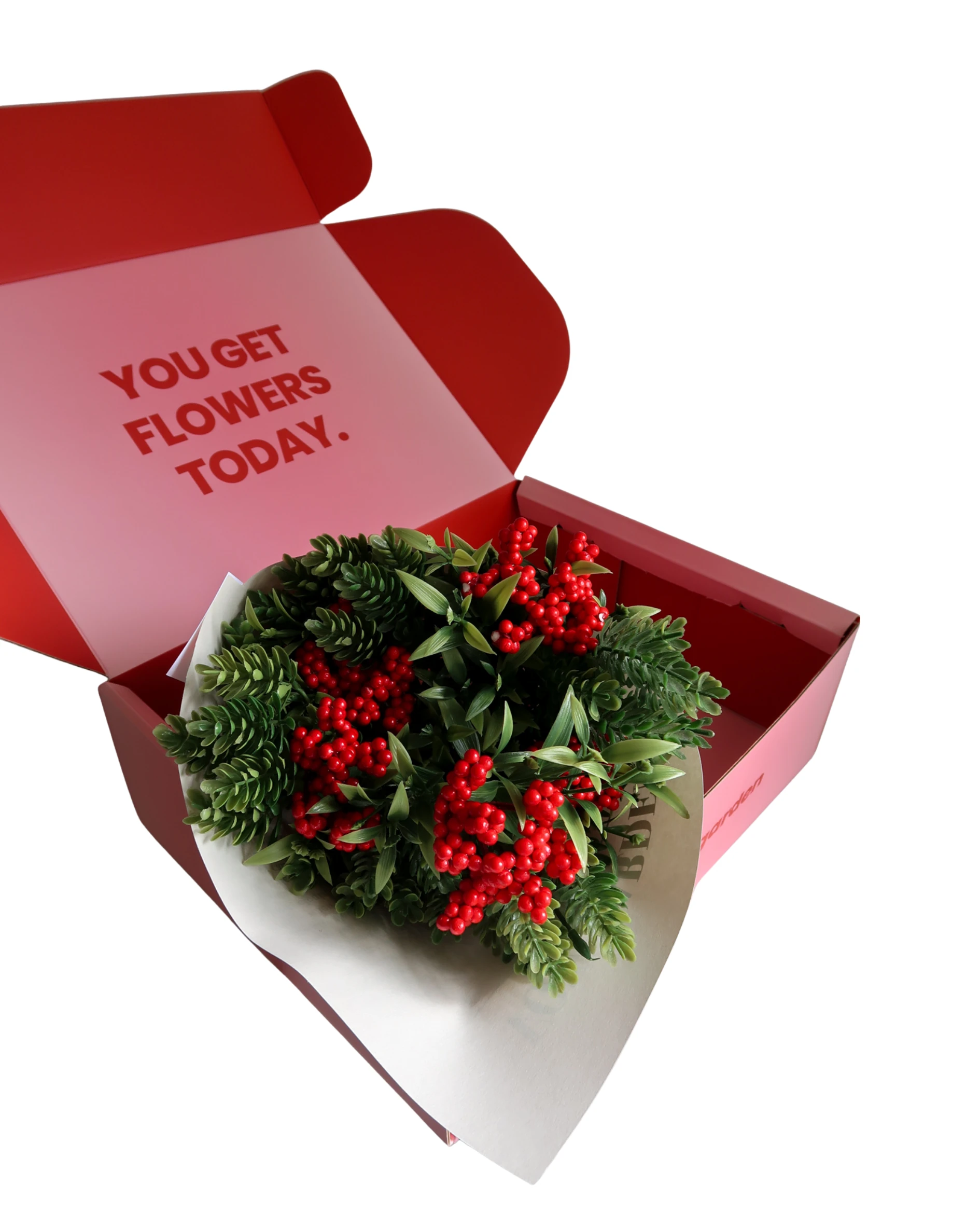 Kokina Çiçeği Buketi – Kırmızı Yeşil Yılbaşı Aranjmanı Dekoratif Hediye Çiçek