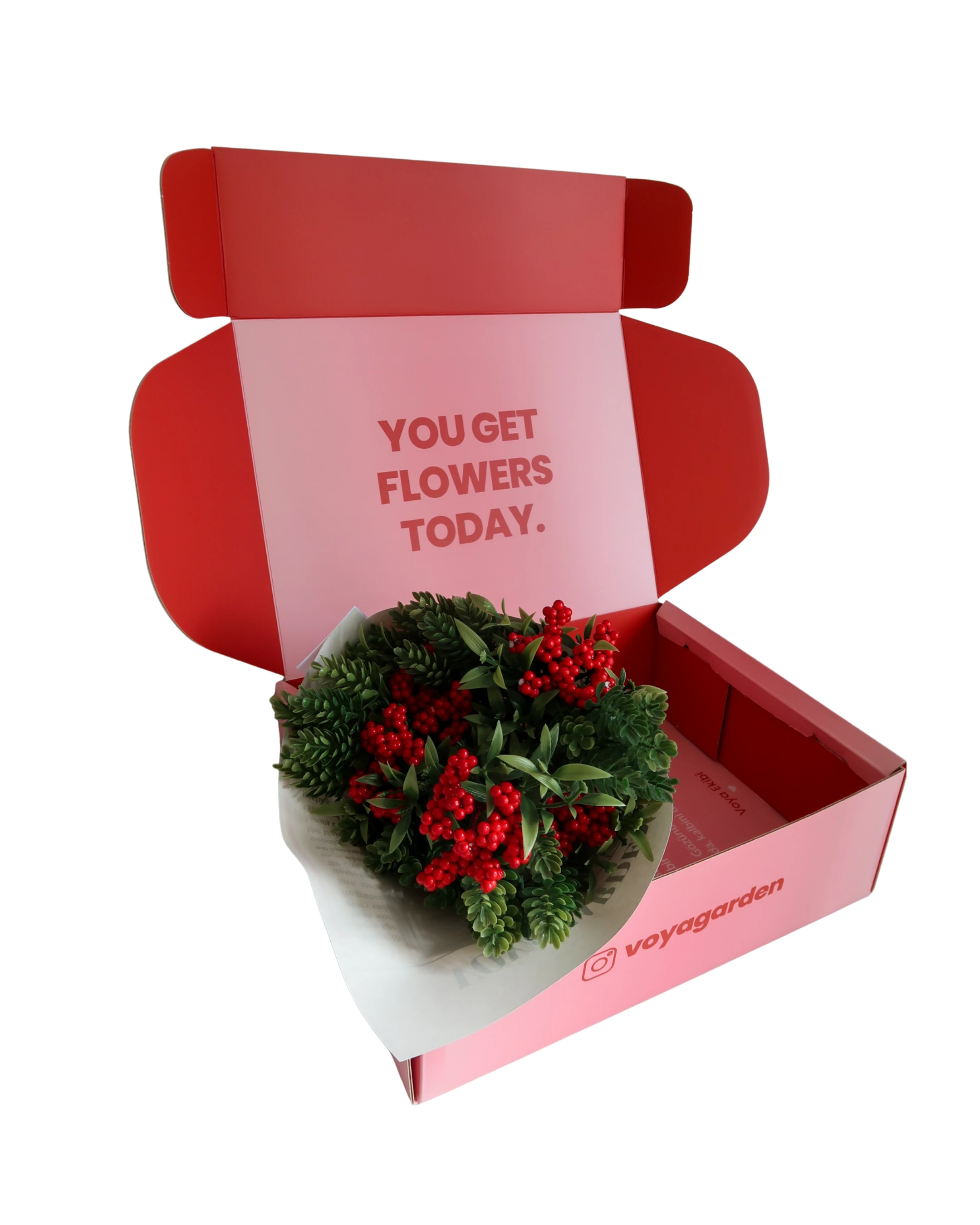 Kokina Çiçeği Buketi – Kırmızı Yeşil Yılbaşı Aranjmanı Dekoratif Hediye Çiçek