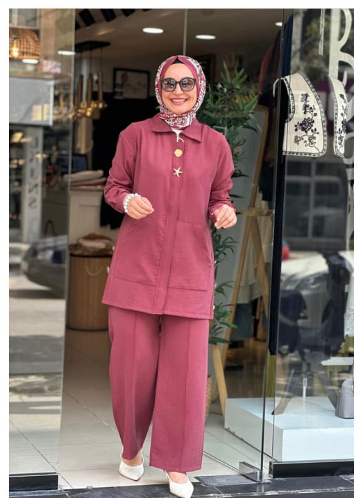Kupra Kumaş Yan Düğmeli Rahat Takım  image