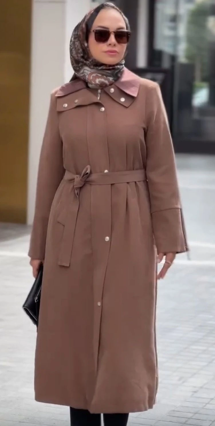 Bel Kemer Astarlı Ve Yaka Detaylı Trençh Kot image